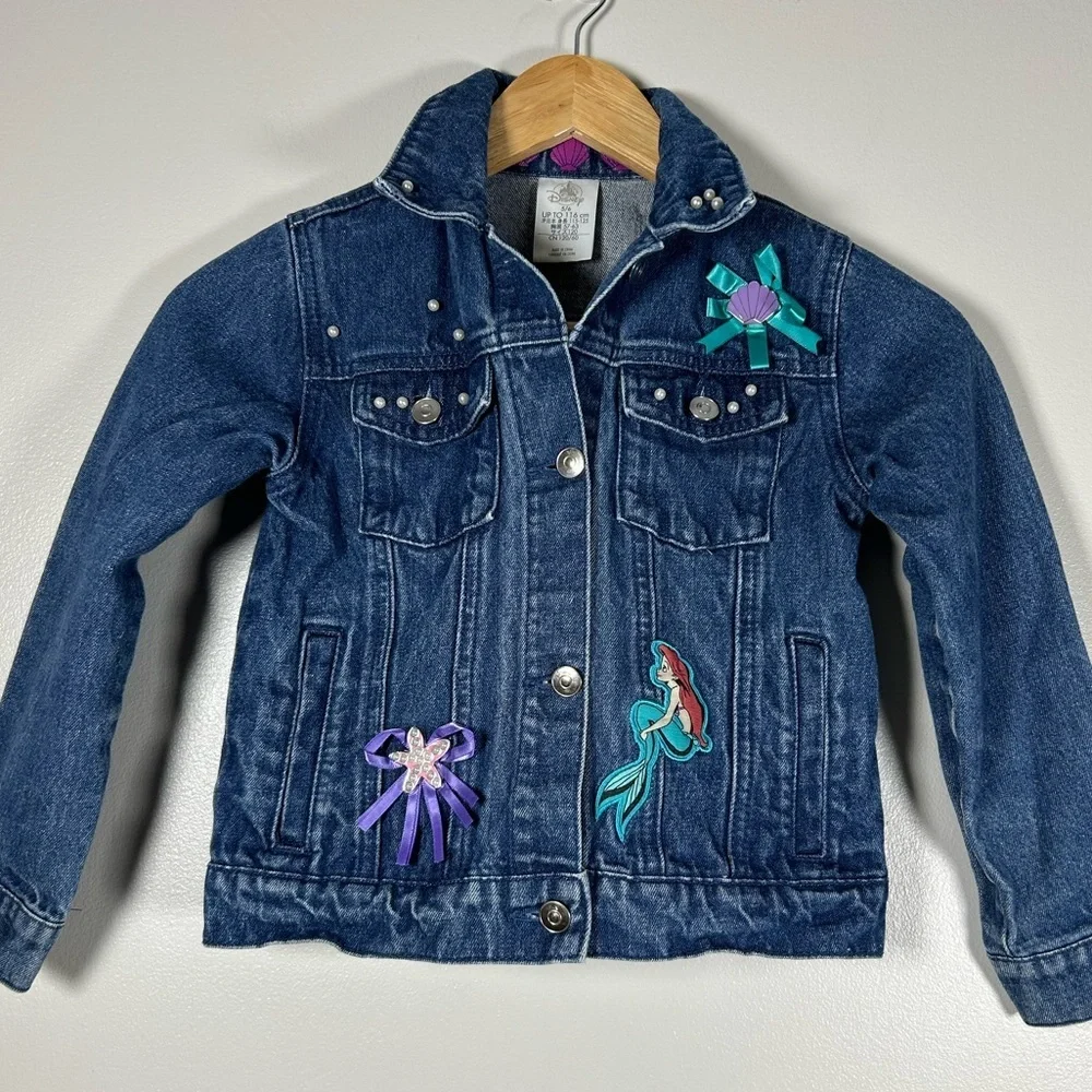 Disney The Little Mermaid Princess Denim Jean Jacket with Embroidered Accents
